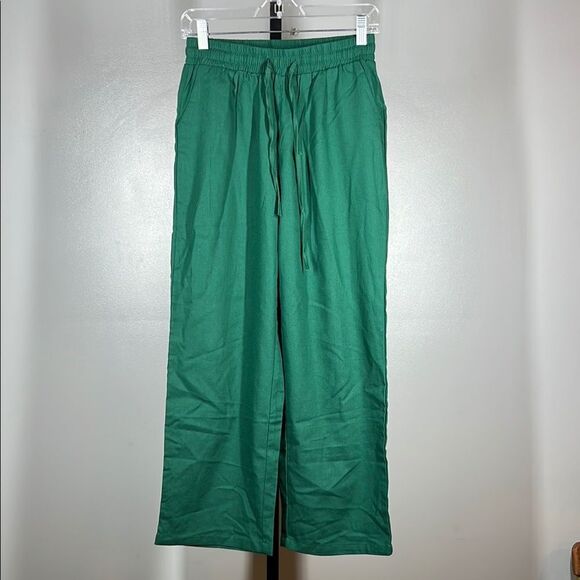 Green Drawstring Pants - Picture 1 of 8